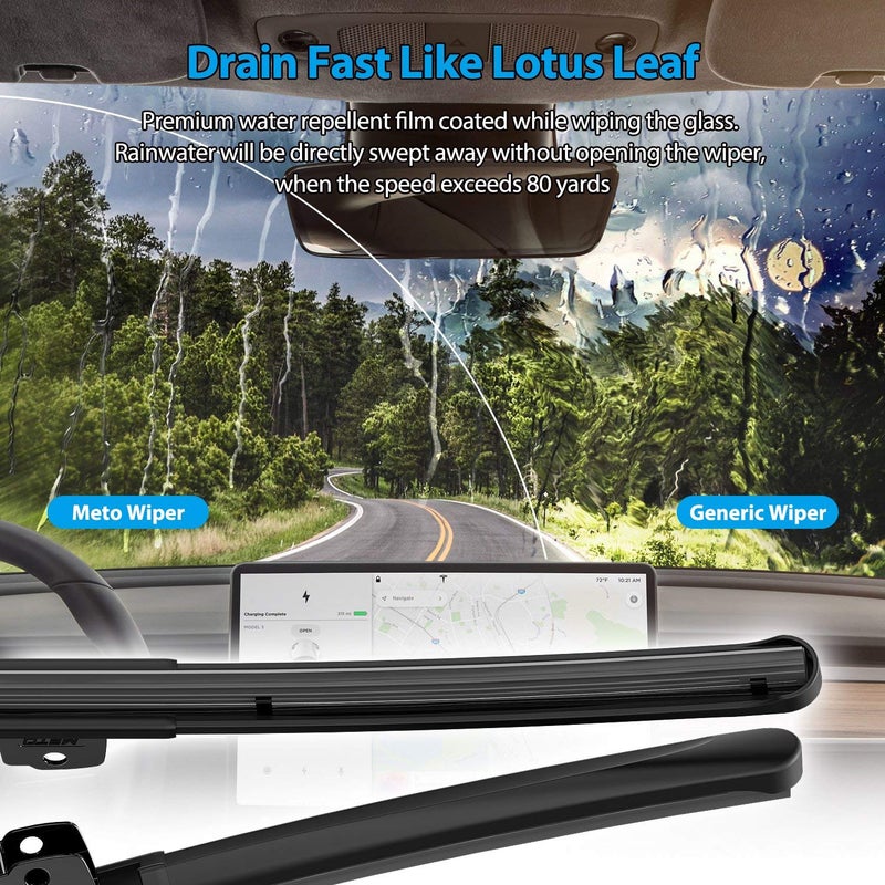 METO T6 Silicone Windshield Wiper Blades, 26 and 18 inches (set of 2) - Image 3